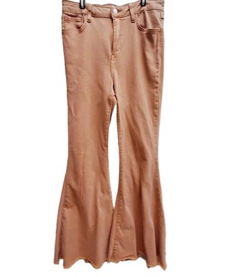 Super Flared Bellbottoms Grunge Caramel Stretch Sz 30 Distressed Destroyed Hem 