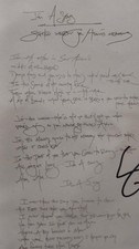 Signed Autographed Stephen Wilson Junior "I'm A Song" Lyric Sheet. Rare. Signed