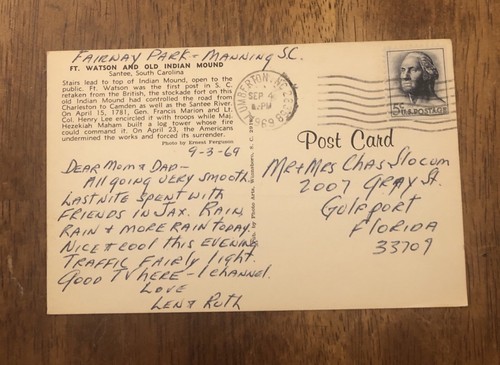Postal de Fort Watson y Old Indian Mound Santee, S.C. (WP8) - Imagen 2 de 2