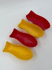 Dr. Oetker Fischformen Mini Dessert/Pudding, 4er Set, rot & gelb, Vintage Retro