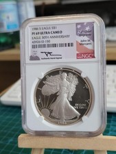 1986 S 1oz AMERICAN PROOF SILVER EAGLE COIN NGC PF69 JOHN MERCANTI HAND SIGNED