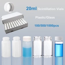 1000pcs 20ml Scintillation Vials Glass Plastic Counting Vials Sample Vials w/Cap