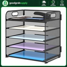 5-Tier Paper Organizer Metal Mesh Desk File Holder with Handle