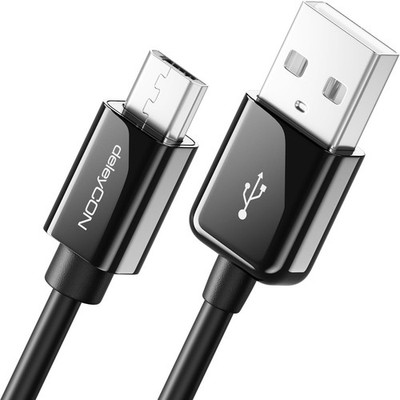deleyCON USB 2.0 High Speed Datenkabel USB A auf Micro B 2m Schwarz Laden Sync