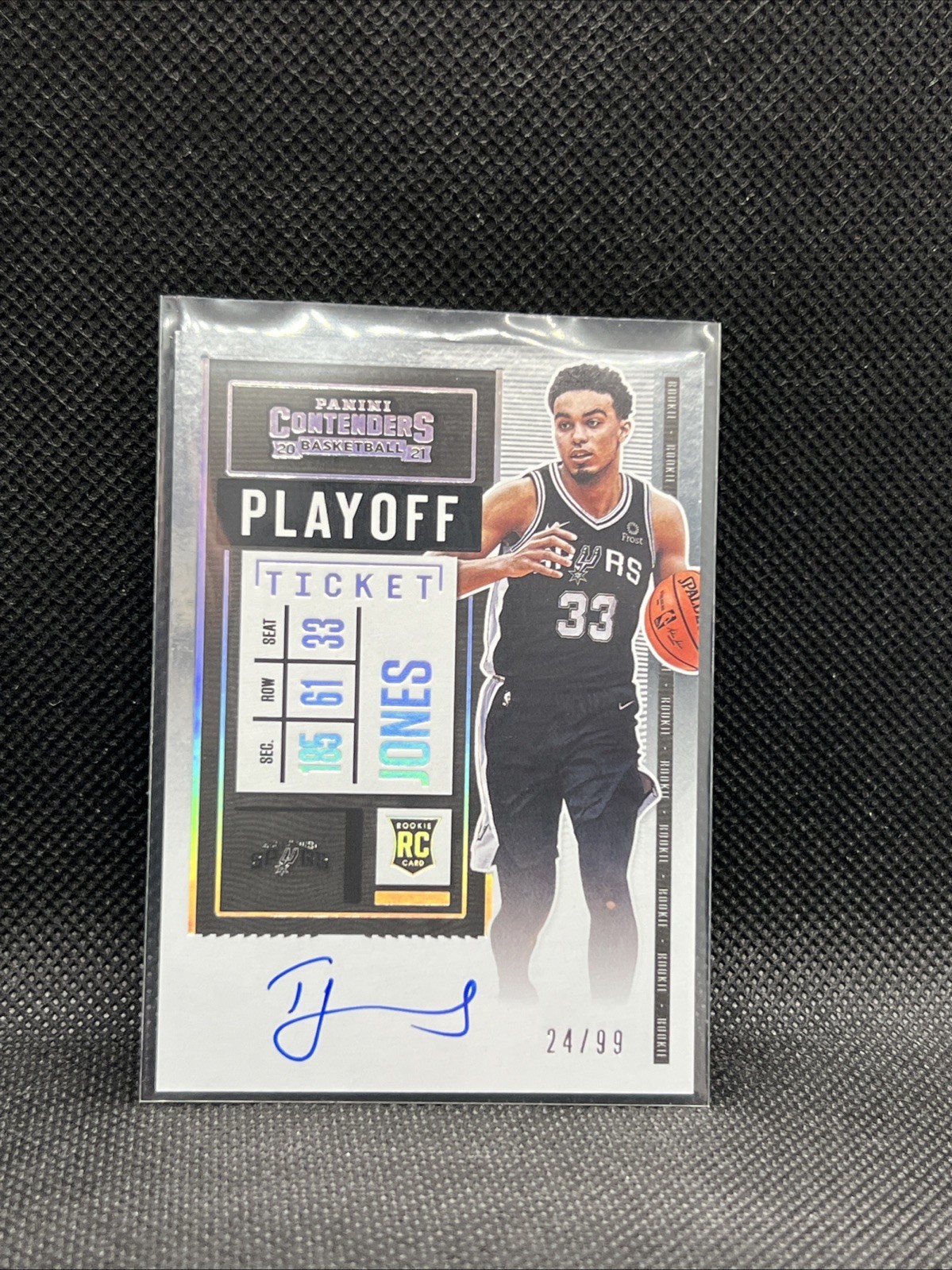 2020-21 Panini Contenders Tre Jones Playoff Ticket Auto #24/99 SP RC Spurs Mint