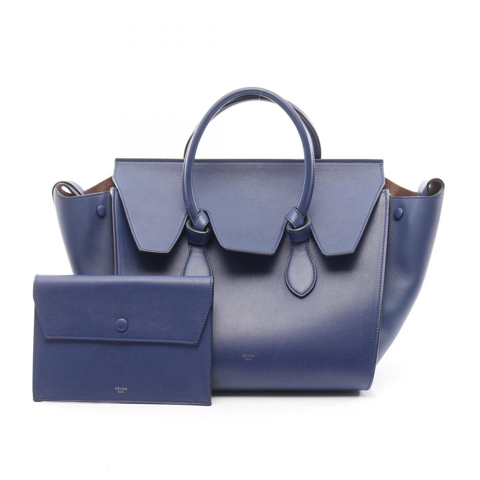 CELINE TIE Handbag 173823 leather Blue Used Women
