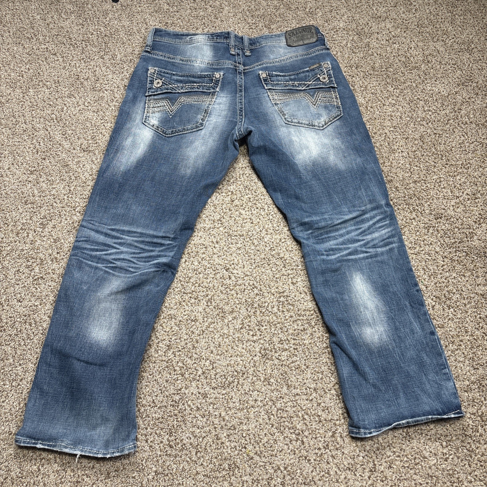 Buckle Salvage Jeans Mens 34S Mayhem Bootcut Medium Acid Wash Fits 36 X 30 - View 13