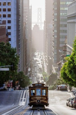 Cable Car on San Francisco California Street Photo Laminated Poster 24x36