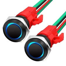 Durable 12V 20A Latching Waterproof Switch with Blue LED - Ideal for Motorcycles