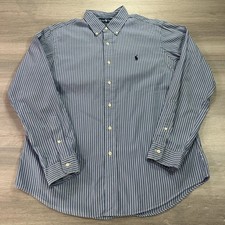 Ralph Lauren Shirt Mens Large Blue Striped Button Down Custom Fit Pony Logo