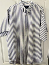 Polo Ralph Lauren Short Sleeve Blue White Striped Button Down XL Classic Fit