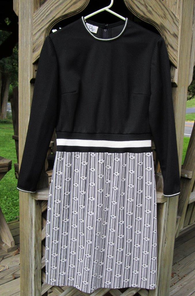 Vintage 1960s Fashioned by Patty Black Mod Flowers Stripes Graphic Print Dress Vintage 1960s Fashioned by Patty Black Mod Flowers Stripes Graphic Print Dress