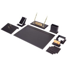 12 PCS Leather Desk Organizer Set-Office Desk Accessories-Black Leather Desk Set