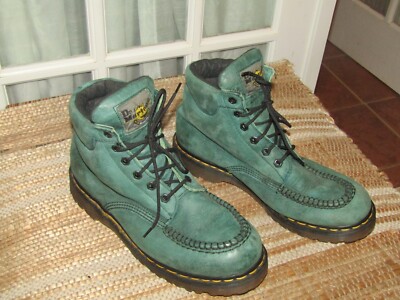 Dr Martens England 8058 Moc Toe Green 6 Eye Ankle Boots Mens size US 10 UK 9