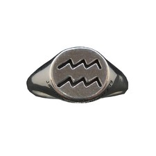 Genuine Sterling Silver Ring Zodiac Sign Aquarius Hallmarked Solid 925 Handmade