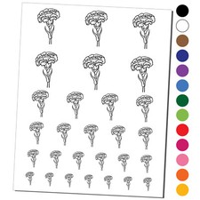 Carnation Flower Temporary Tattoo Water Resistant Fake Body Art Set Collection