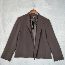 Louben Blazer Women's 10 Brown Long Sleeve Open Front Jacket Career Classic NWT