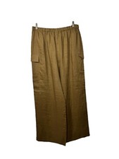 NWT Magaschoni Women's 100 Linen Pants Golden Brown M