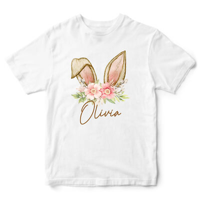 Personalisiertes Kinder T-Shirt Hasenohren Ostern Mädchen Hase individuelles Shirt Mädchen