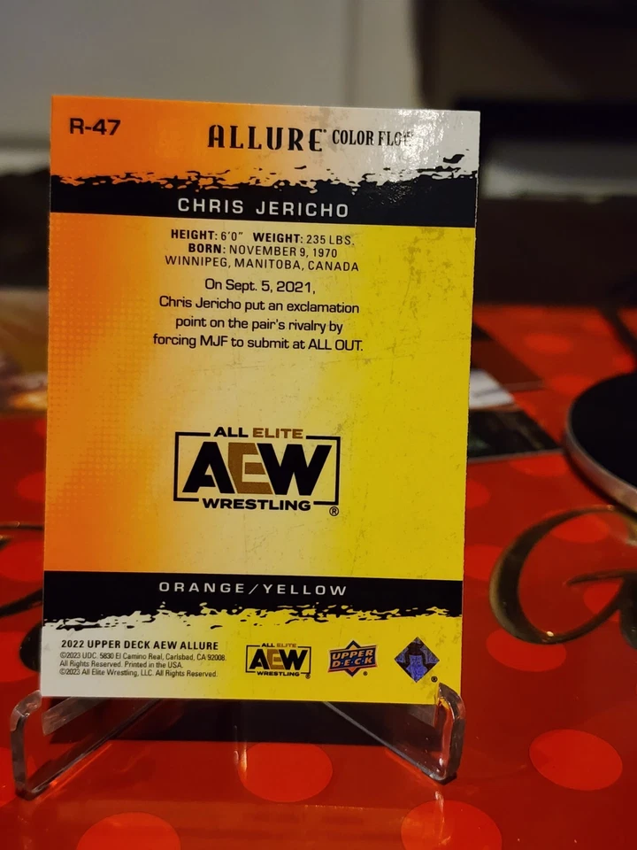 Chris Jericho Aew 2022 Upperdeck Allure Orange Yellow Color Flow Trading Card # - Image 2 of 2