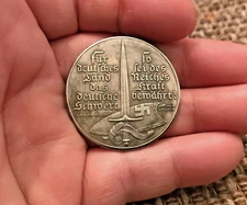 1938 Power of the sword to defend the Sudetenland GERMAN WWII COMMEMORATIVE COIN