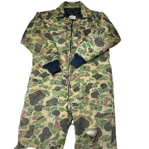 Vtg SAFTBAK Lightweight Coveralls Duck Camouflage Camo Hunting Mens