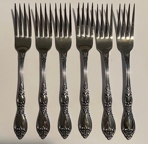 Sechs Tafelgabeln WM Rogers Oneida HUNTINGTON Deluxe Edelstahl, top - Bild 3 von 7