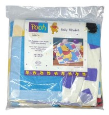 Vintage 36x45  90s Beacon Winnie the Pooh Baby Blanket Patchwork Acrylic NOS