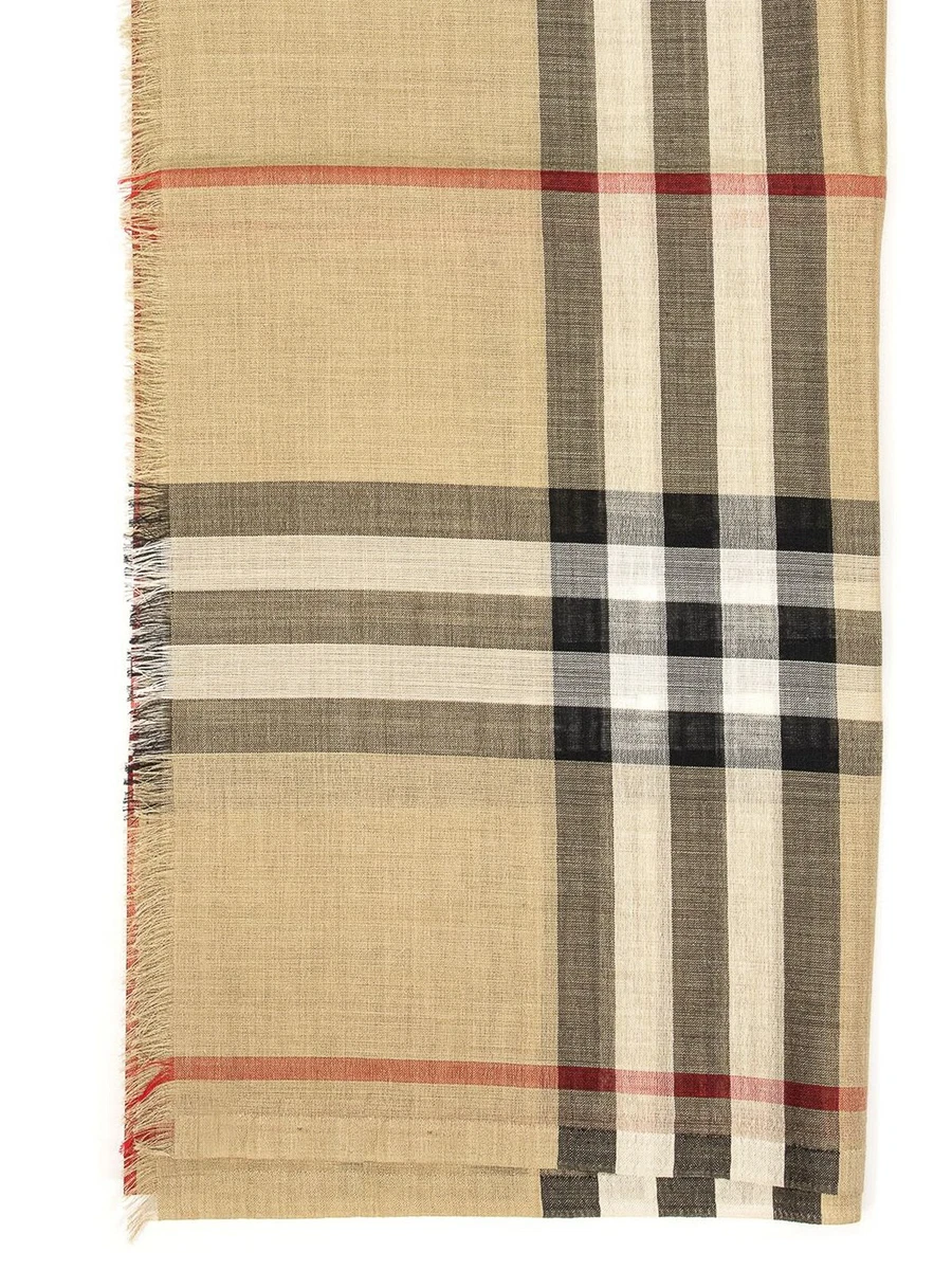 Burberry Scarf MU GIANT CHECK GAUZE MADE IN ITALY Unisex Beige 8018468 Sz. U