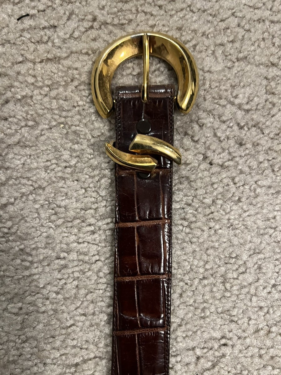 Vicenza Sport Genuine Calfskin Alligator Print Belt Brown Designer Buckle Sz 30 Vintage VICENZA Sport Brown Alligator Print Genuine Calfskin  main image 4