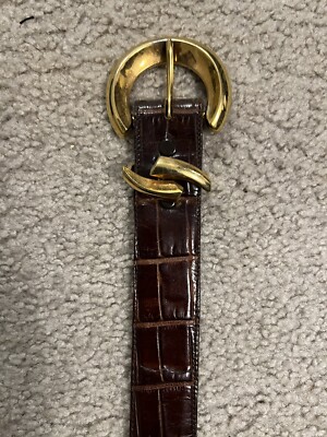 Vicenza Sport Genuine Calfskin Alligator Print Belt Brown  display picture 2