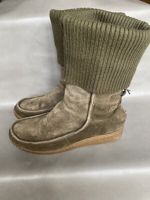 Suede Lace Green Boots Womens Size 
