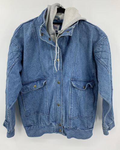 Weathered Blues Women's Vintage Hoodie Super Denim Jean Jacket Size Small - Picture 1 of 6