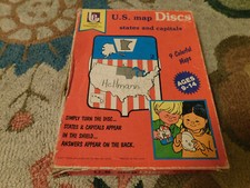 Vtg RARE 1977 US Map Discs States  Capitals Children's Learning Tool Game FUN 