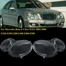 Pair Headlight Lens Cover Clear LampShade For 2002-08 MERCEDES BENZ E CLASS W211