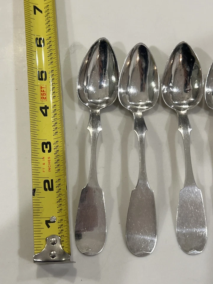 6 Antique G Gordon Coin Silver Spoon Spoons Monogram 5.5” Monogrammed 1800’s - Image 2 of 4