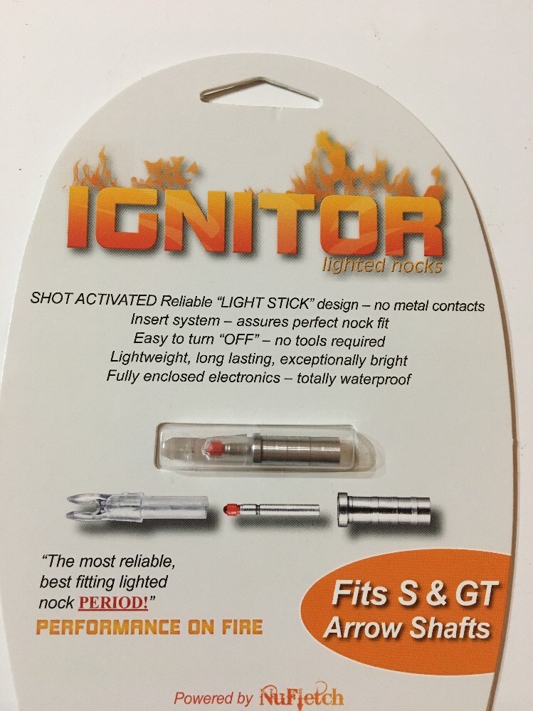 NuFletch Ignitor Shot Activated Lighted Nocks For S> Arrow Shafts