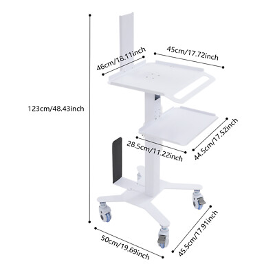 Adjustable Rolling Computer Cart for Home, Office & Medical Use
