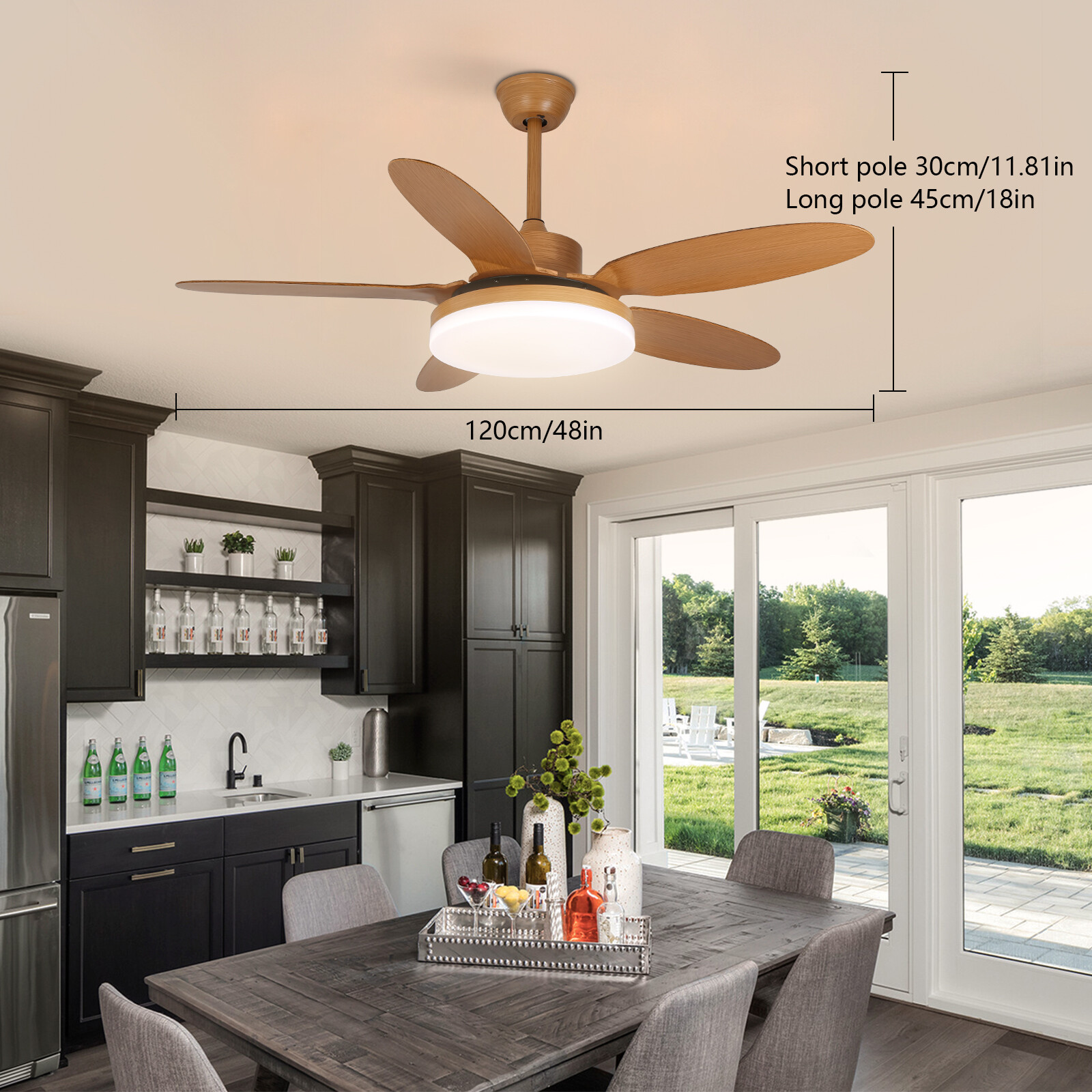 48-Inch Modern Ceiling Fan with LED Light Remote Control 6 Speed 3 Color Options