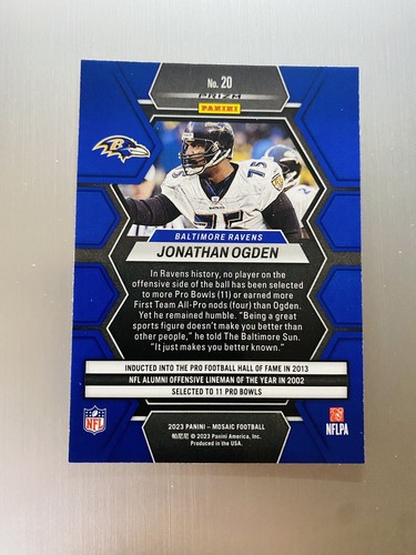 Jonathan Ogden 2023 Panini Mosaic #20 Silver Mosaic Prizm Baltimore Ravens - Picture 2 of 2