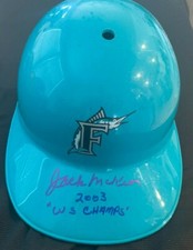 JACK MCKEON AUTOGRAPHED FLORIDA MARLINS T/B SOUVENIR BATTING HELMET COA & INSC.