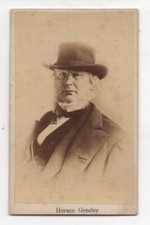 1860s Advertising CDV of New York Tribune Editor Horace Greeley New London CT