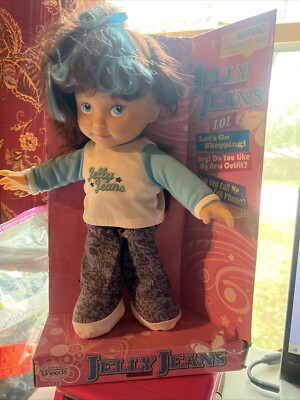 Jelly Jeans Doll by Uneeda Girl red hair with blue stripe Talks - Needs Battery