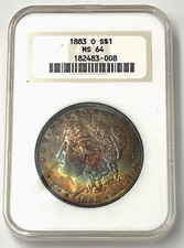 1883 O NGC MS64  DARK & RICH RAINBOW TONED 🌈  MORGAN SILVER DOLLAR