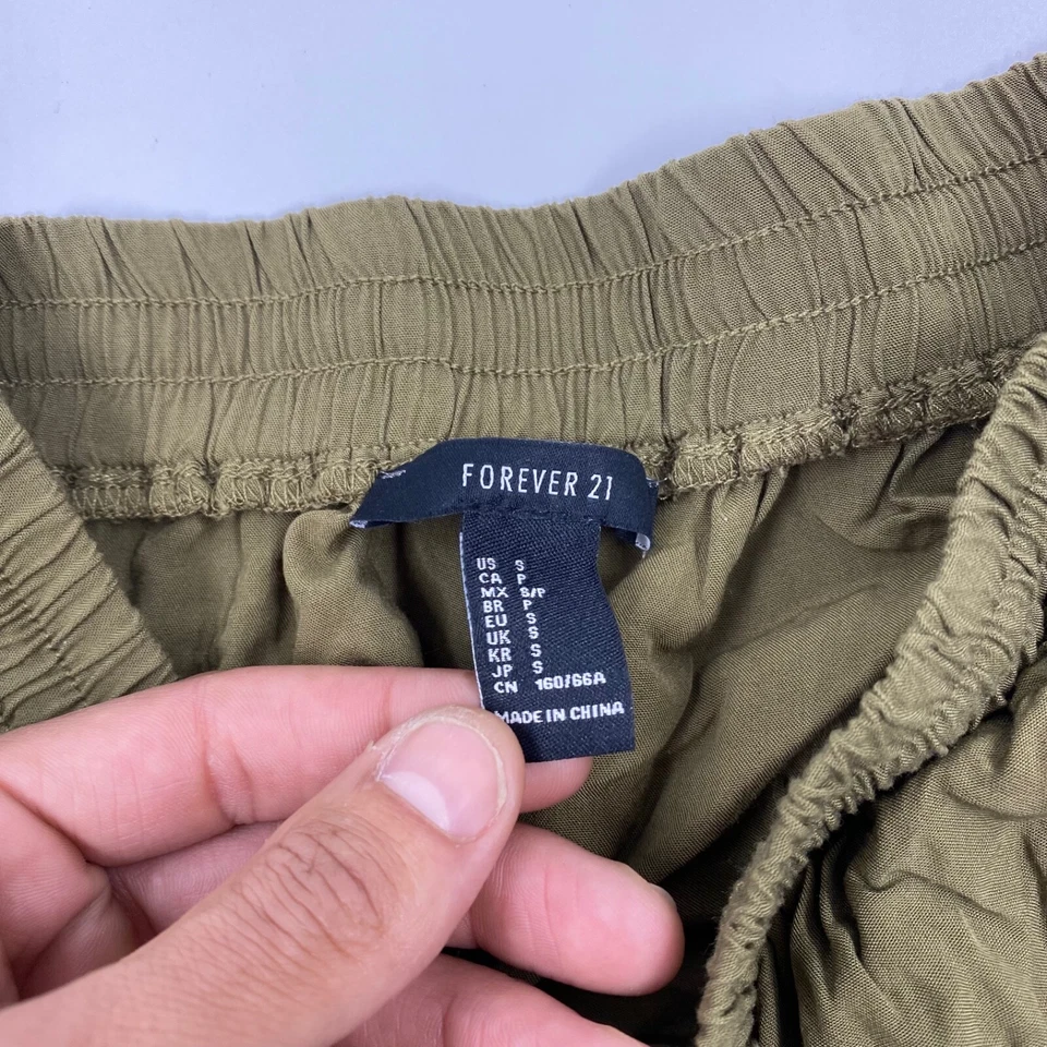 Forever 21 Womens Board Shorts Green Sizer S Stretch Cotton Low Rise Drawstring - Image 4 of 4