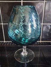 Large Empoli Teal Blue Swirl Brandy Glass Vade Colour 26.5 cm Stunning 