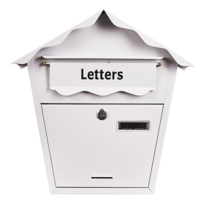 GROSSER WEISSER POSTBRIEFKASTEN AUS STAHL ABSCHLIESSBAR MIT SCHLÜSSEL AUSSENWAND S5551