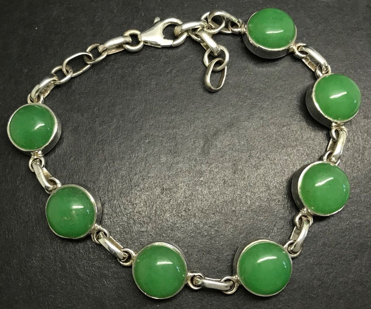 Silver jade bracelet deals