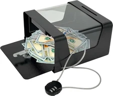 Steel Locking Tip Box - Heavy Duty Secure Tip Jar with Combination Cable Lock