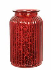 Tall Metallic Ribbed Vase Splatter Finish Glass Vase in Red, Rose Gold or Silver